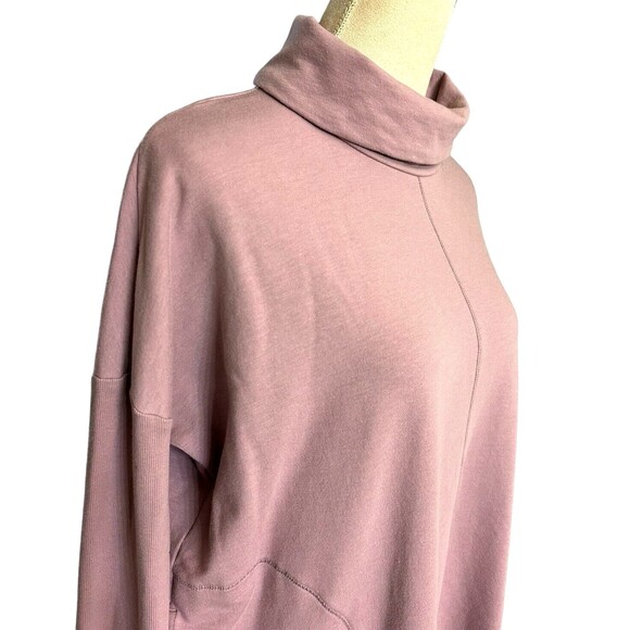 Pure Jill Sweater Mock Neck Drop Shoulder Boxy Mauve Pima Cotton Stretch… - Picture 3 of 8